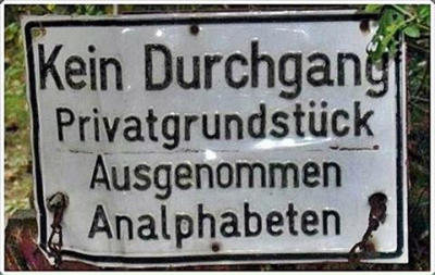 Durchgang nur fr Analphabeten